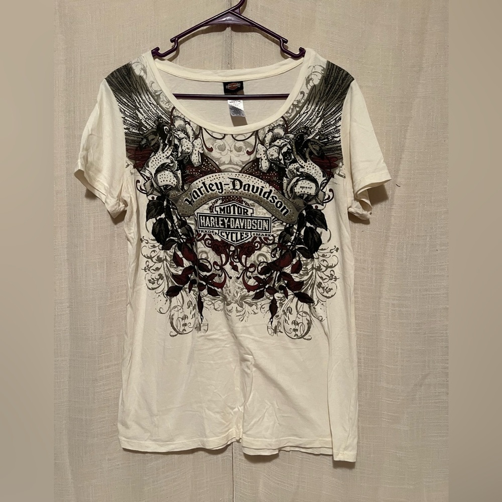 Harley-Davidson White Tee with Red Logo